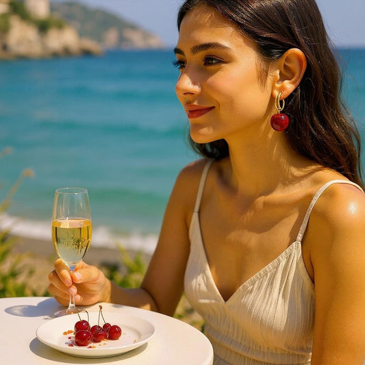 Cherry Hoops Earrings bead casuals Ear Rings Earrings ethnic office party Trincket Jewellry Jewelry Jewellery