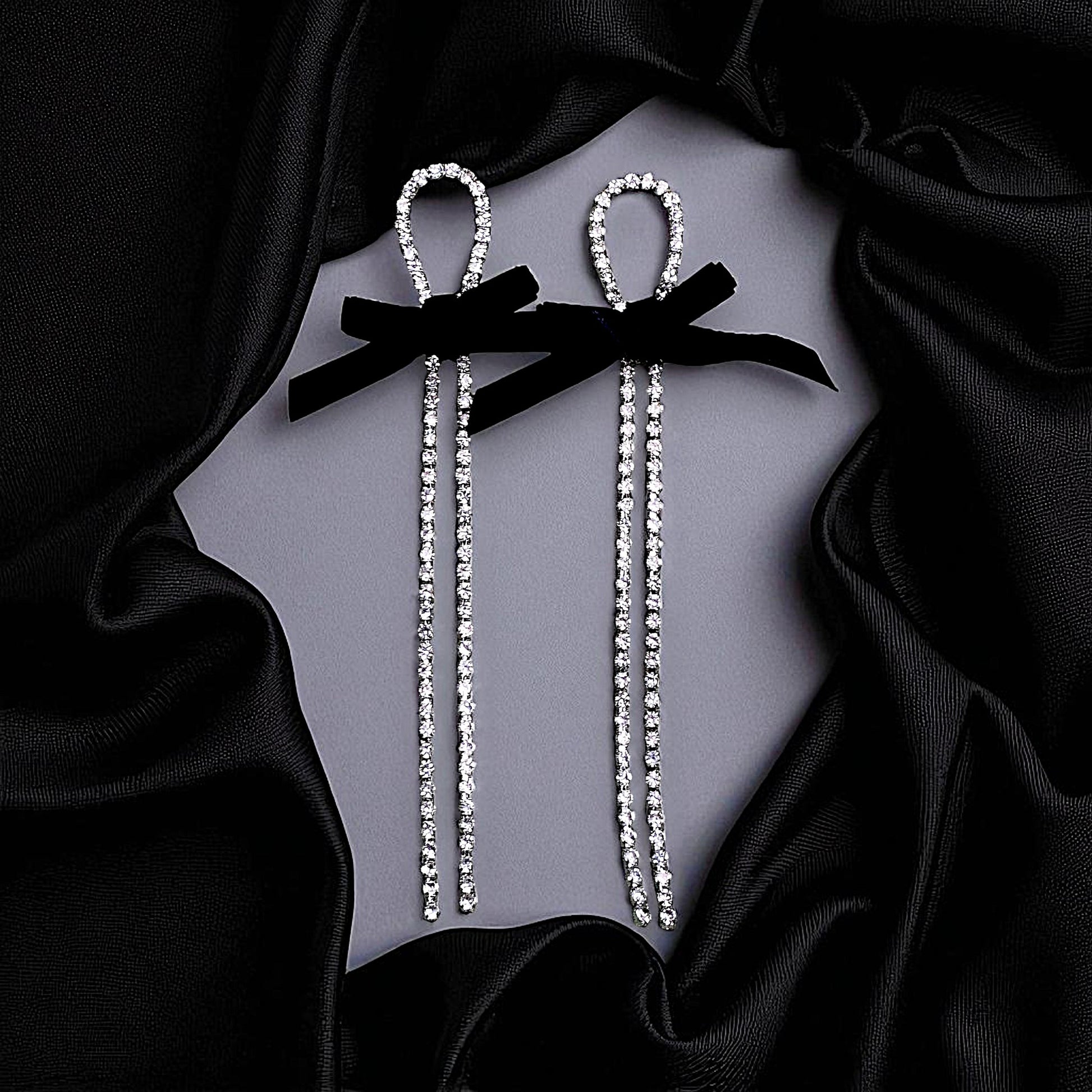 White Stone Black Bow Fancy Earrings Black Earrings Ear Rings Earrings party Trincket Jewellry Jewelry Jewellery