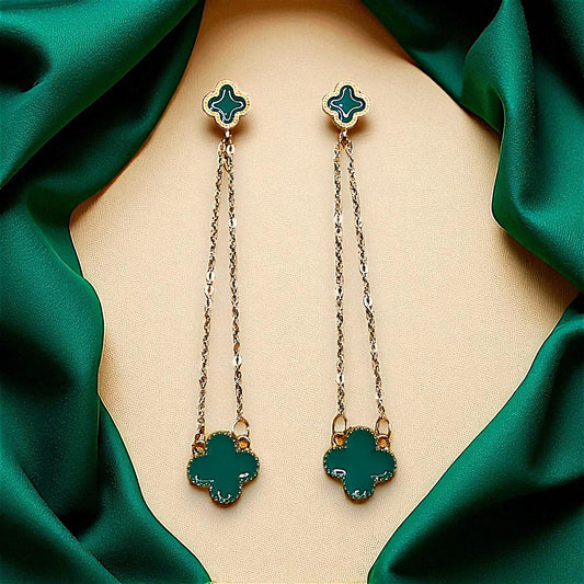 4 Petal Danglers Green Earrings Ear Rings Earrings ethnic party Trincket Jewellry Jewelry Jewellery