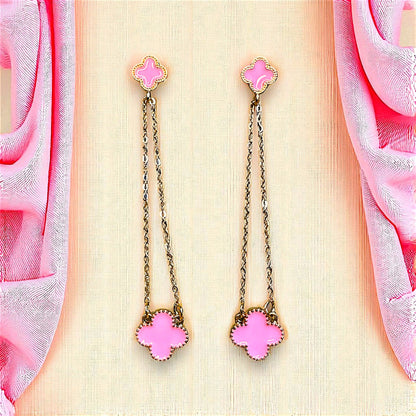 4 Petal Danglers Pink Earrings Ear Rings Earrings ethnic party Trincket Jewellry Jewelry Jewellery