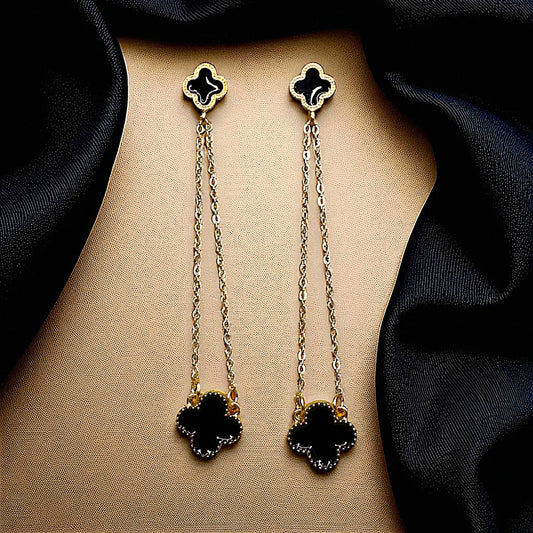 4 Petal Danglers Black Earrings Ear Rings Earrings ethnic party Trincket Jewellry Jewelry Jewellery