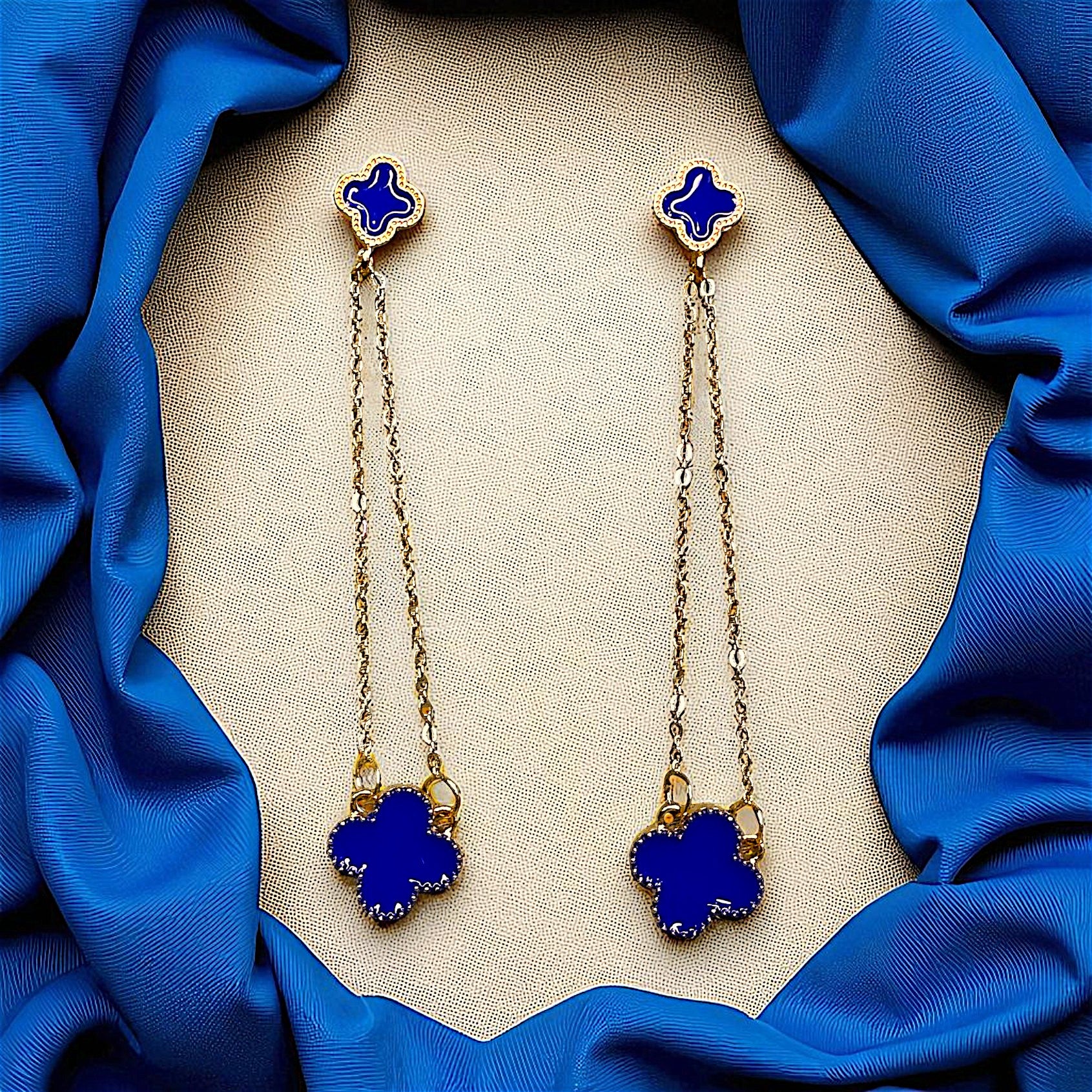 4 Petal Danglers Blue Earrings Ear Rings Earrings ethnic party Trincket Jewellry Jewelry Jewellery