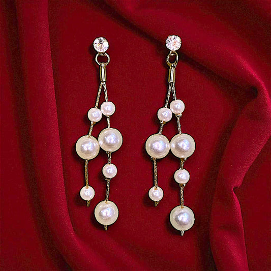 Pearl Bead and Chain White Earrings bead casuals Ear Rings Earrings ethnic office party Trincket Jewellry Jewelry Jewellery