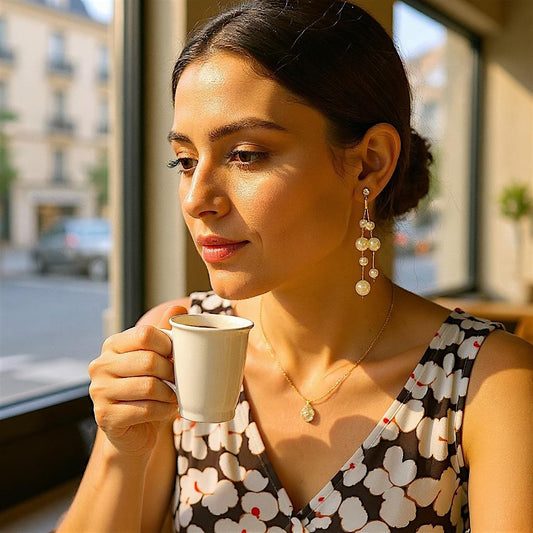 Pearl Bead and Chain Earrings bead casuals Ear Rings Earrings ethnic office party Trincket Jewellry Jewelry Jewellery