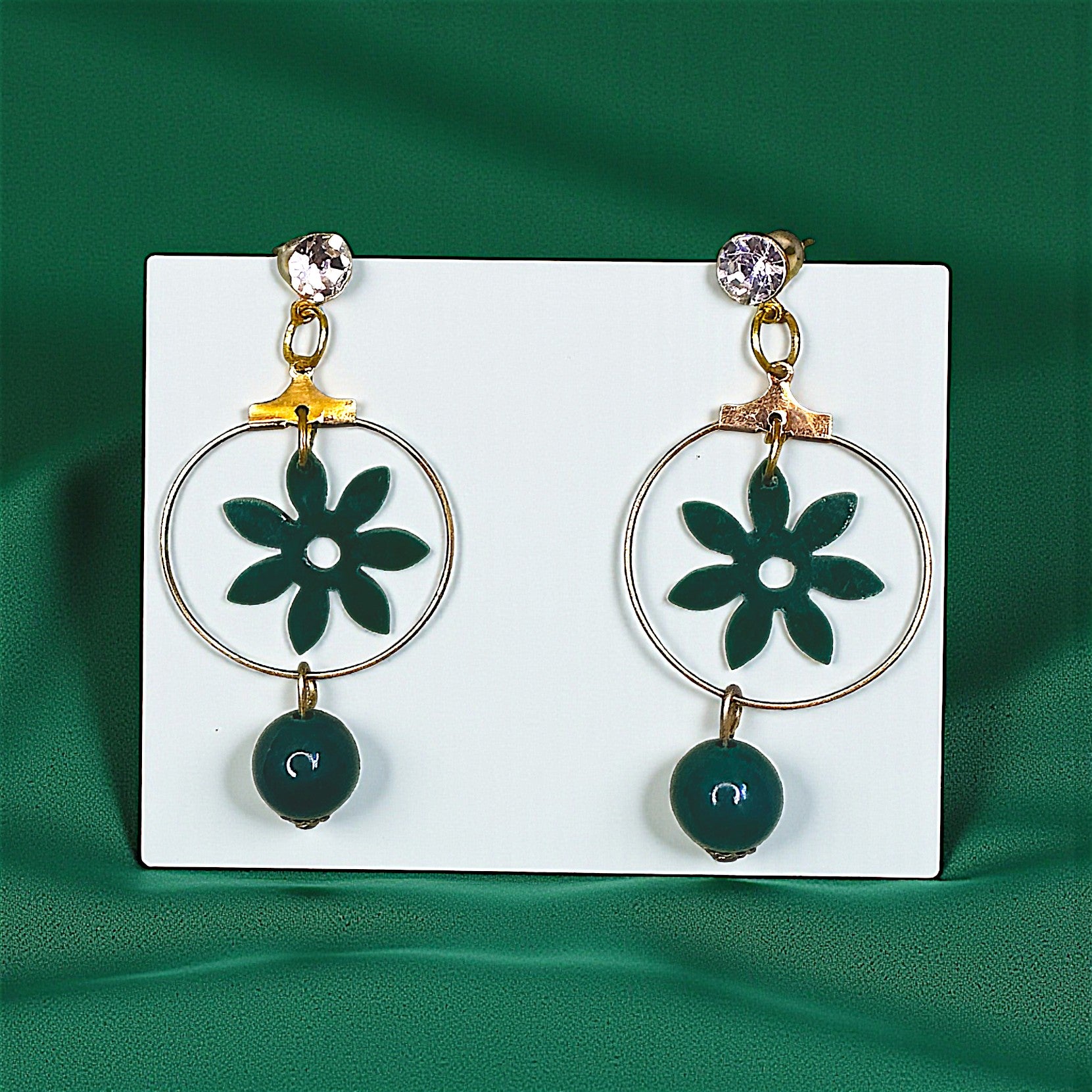 Cute Flower Danglers Green Earrings bead casuals Ear Rings Earrings ethnic office party Trincket Jewellry Jewelry Jewellery