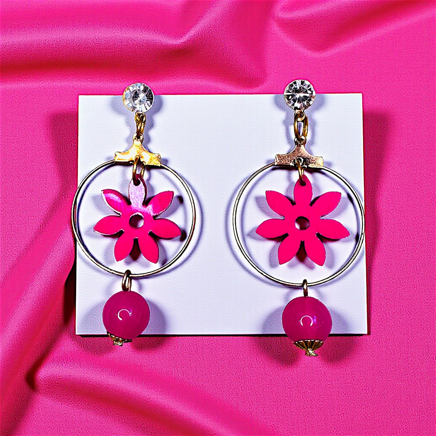 Cute Flower Danglers Pink Earrings bead casuals Ear Rings Earrings ethnic office party Trincket Jewellry Jewelry Jewellery