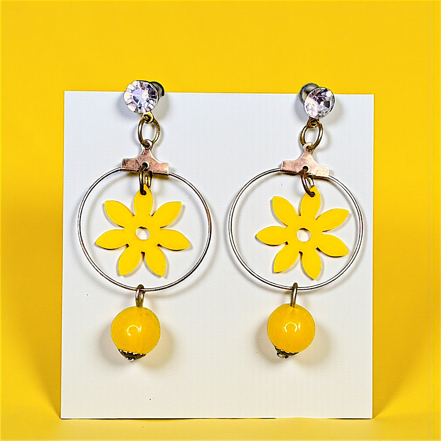 Cute Flower Danglers Yellow Earrings bead casuals Ear Rings Earrings ethnic office party Trincket Jewellry Jewelry Jewellery