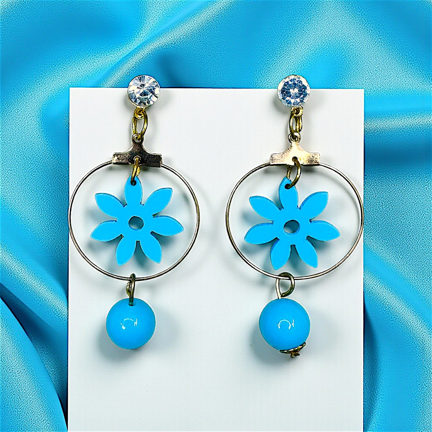 Cute Flower Danglers Light Blue Earrings bead casuals Ear Rings Earrings ethnic office party Trincket Jewellry Jewelry Jewellery
