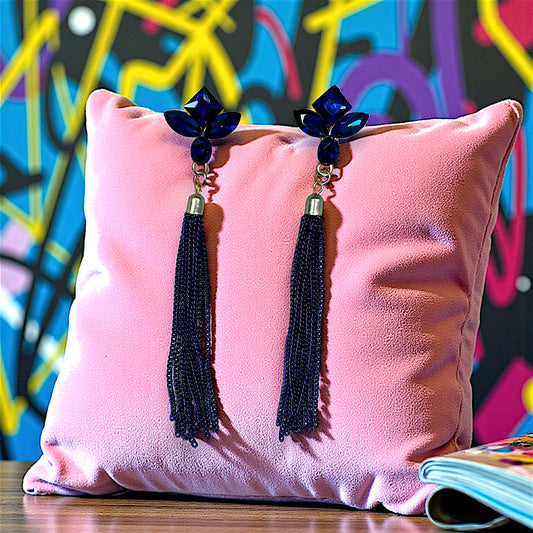 Korean Glass Bead & Chain Earrings Blue Earrings Ear Rings Earrings ethnic party Trincket Jewellry Jewelry Jewellery