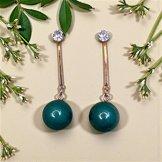 Metallic Bead Danglers Green Earrings bead casuals Ear Rings Earrings office party Trincket Jewellry Jewelry Jewellery