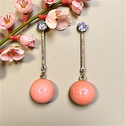 Metallic Bead Danglers Peach Earrings bead casuals Ear Rings Earrings office party Trincket Jewellry Jewelry Jewellery