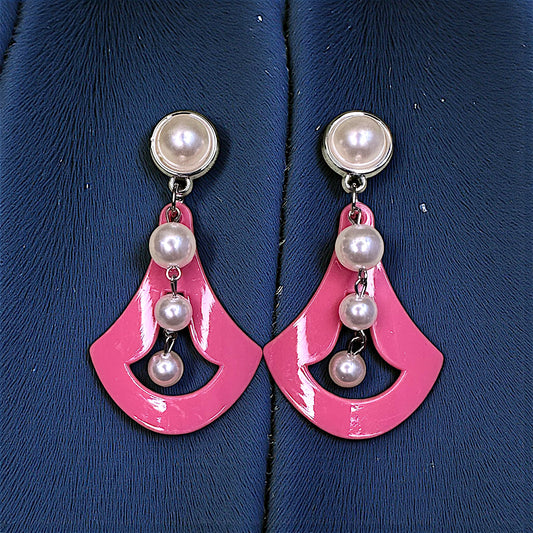 Pyramid White Bead Earrings Pink Earrings bead Ear Rings Earrings ethnic party Trincket Jewellry Jewelry Jewellery