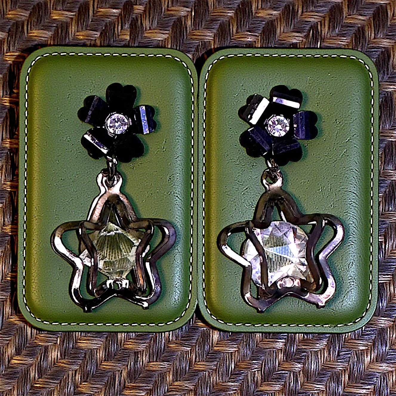Flower & Star Crystal Earrings | Shine Every Day Black Earrings casuals Ear Rings Earrings office party Trincket Jewellry Jewelry Jewellery