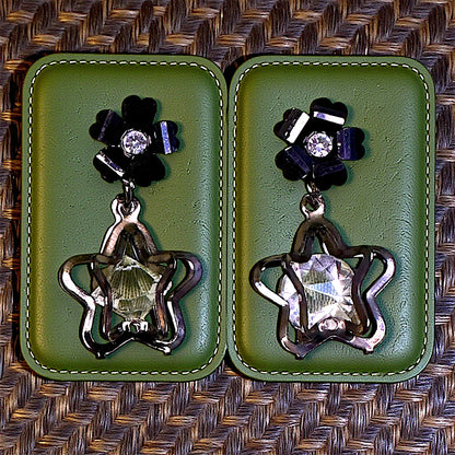 Flower & Star Crystal Earrings | Shine Every Day Black Earrings casuals Ear Rings Earrings office party Trincket Jewellry Jewelry Jewellery