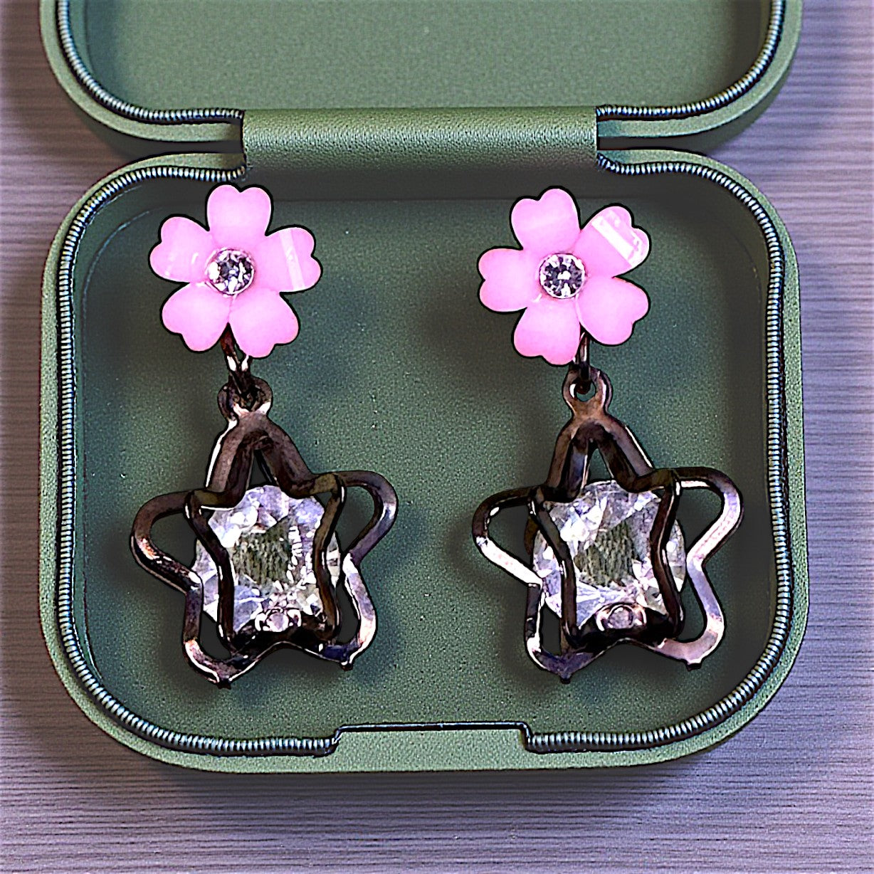 Flower & Star Crystal Earrings | Shine Every Day Pink Earrings casuals Ear Rings Earrings office party Trincket Jewellry Jewelry Jewellery