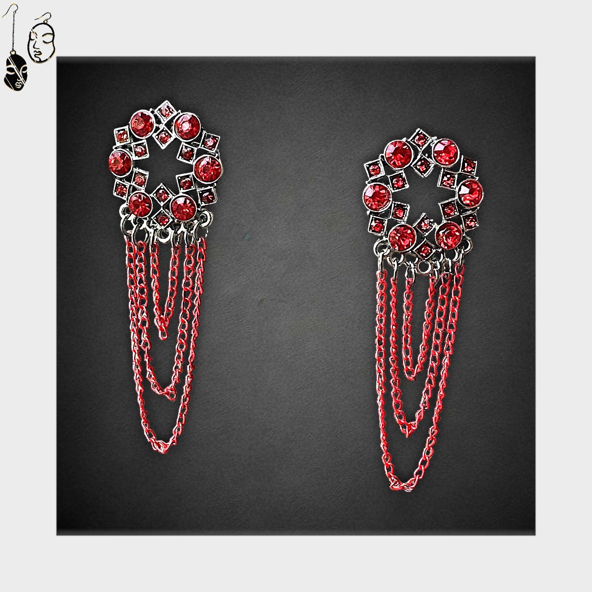 Circular Chain Dangle Earrings Red Jewelry Ear Rings Earrings Trincket