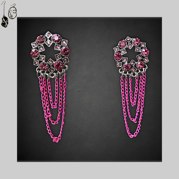 Circular Chain Dangle Earrings Pink Jewelry Ear Rings Earrings Trincket