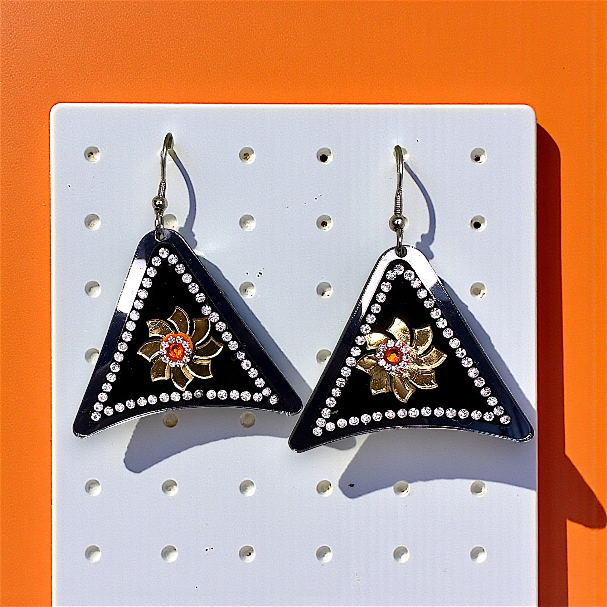 Triangle Stone Earrings Orange Earrings casuals Ear Rings Earrings ethnic office party Trincket Jewellry Jewelry Jewellery