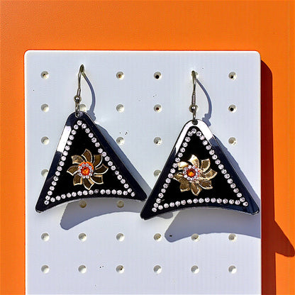 Triangle Stone Earrings Orange Earrings casuals Ear Rings Earrings ethnic office party Trincket Jewellry Jewelry Jewellery