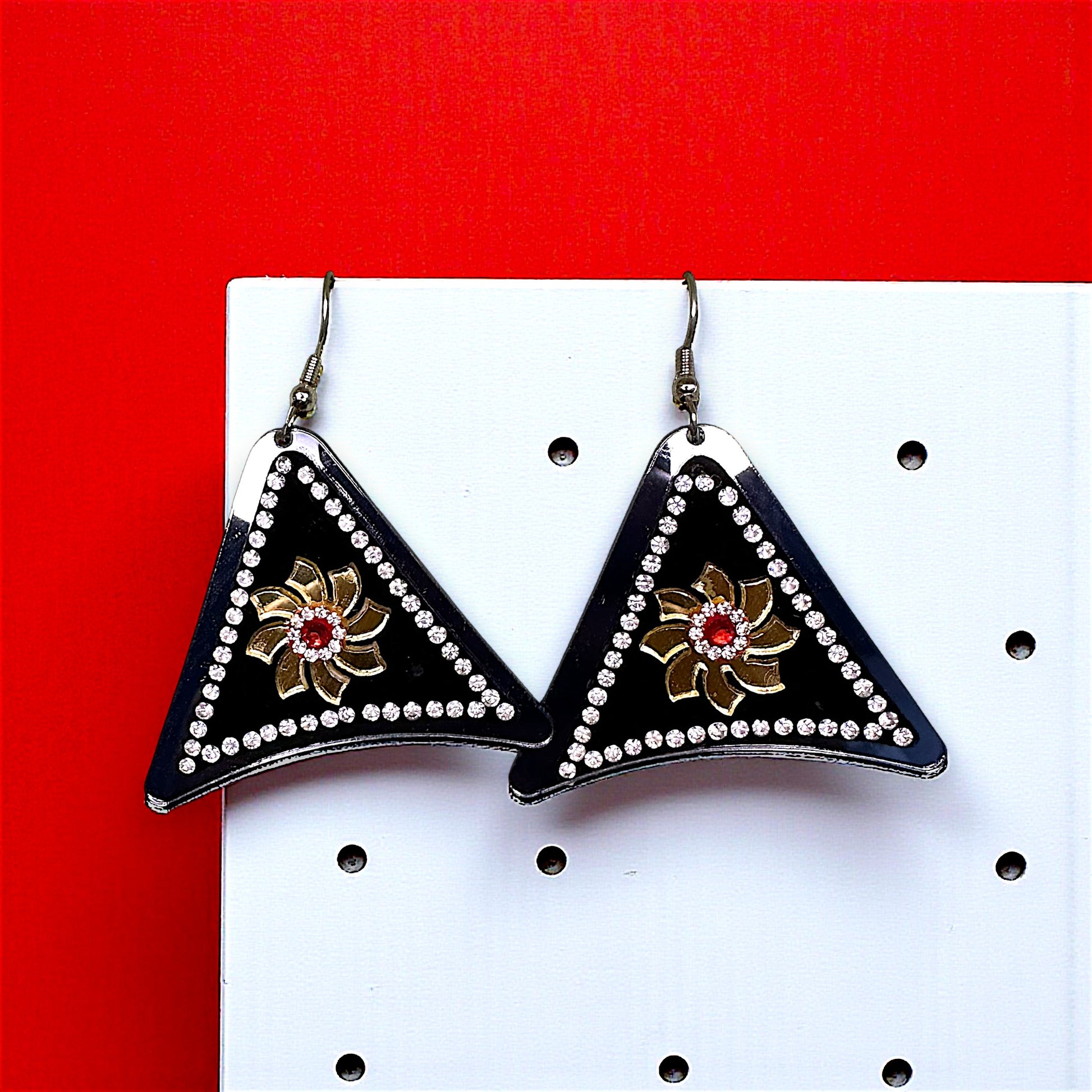 Triangle Stone Earrings Red Earrings casuals Ear Rings Earrings ethnic office party Trincket Jewellry Jewelry Jewellery