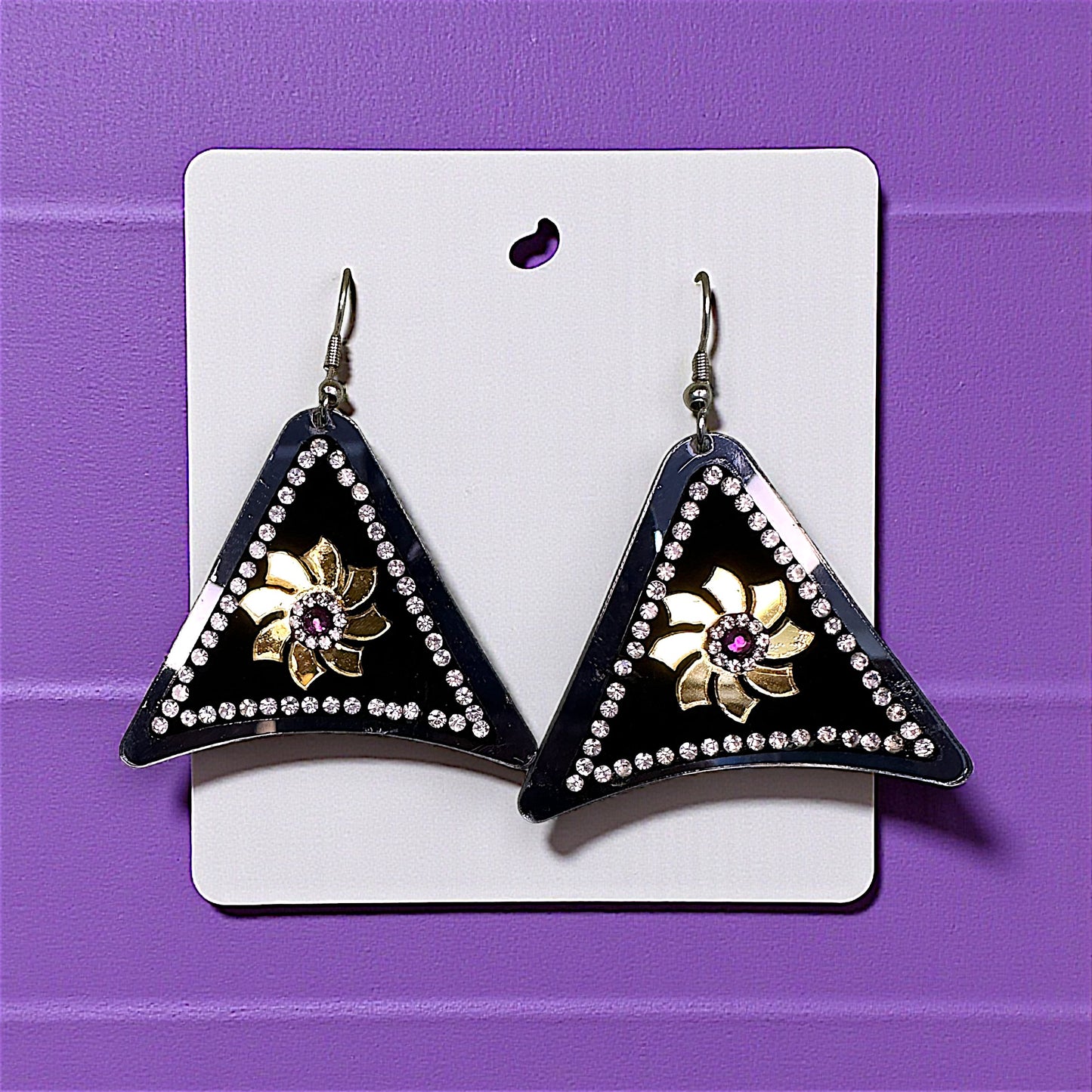 Triangle Stone Earrings Purple Earrings casuals Ear Rings Earrings ethnic office party Trincket Jewellry Jewelry Jewellery