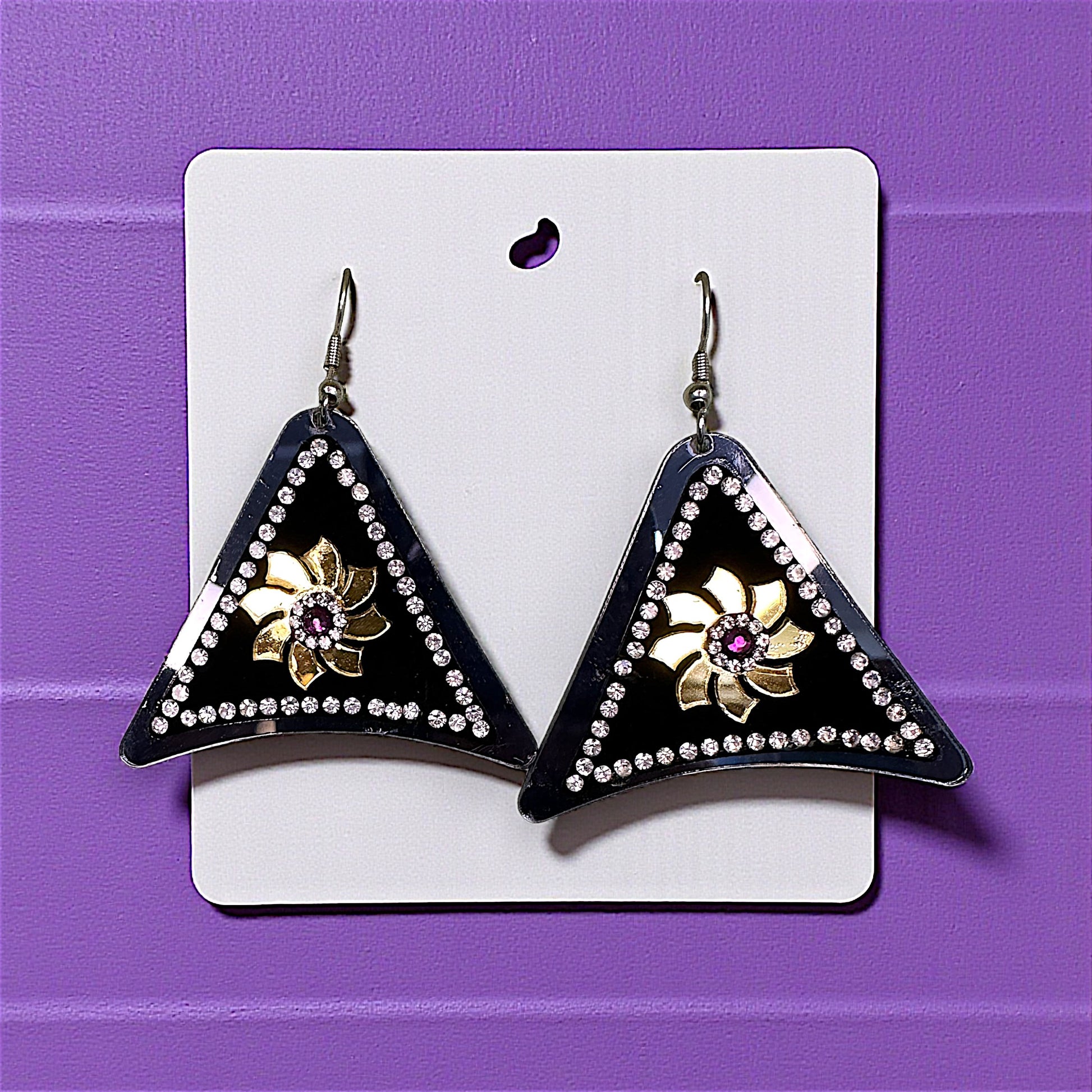 Triangle Stone Earrings Purple Earrings casuals Ear Rings Earrings ethnic office party Trincket Jewellry Jewelry Jewellery