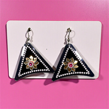 Triangle Stone Earrings Pink Earrings casuals Ear Rings Earrings ethnic office party Trincket Jewellry Jewelry Jewellery