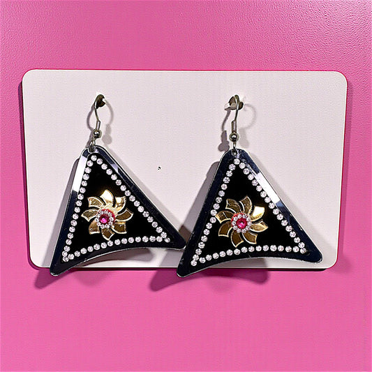 Triangle Stone Earrings Pink Earrings casuals Ear Rings Earrings ethnic office party Trincket Jewellry Jewelry Jewellery