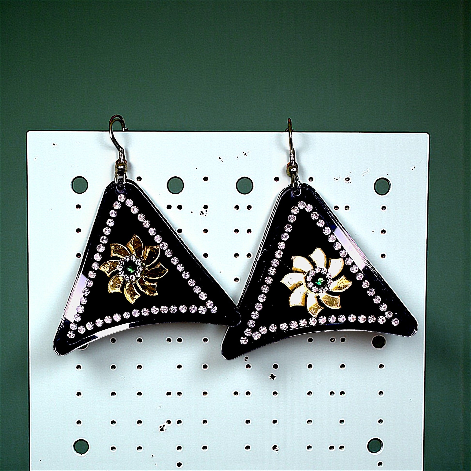 Triangle Stone Earrings Green Earrings casuals Ear Rings Earrings ethnic office party Trincket Jewellry Jewelry Jewellery