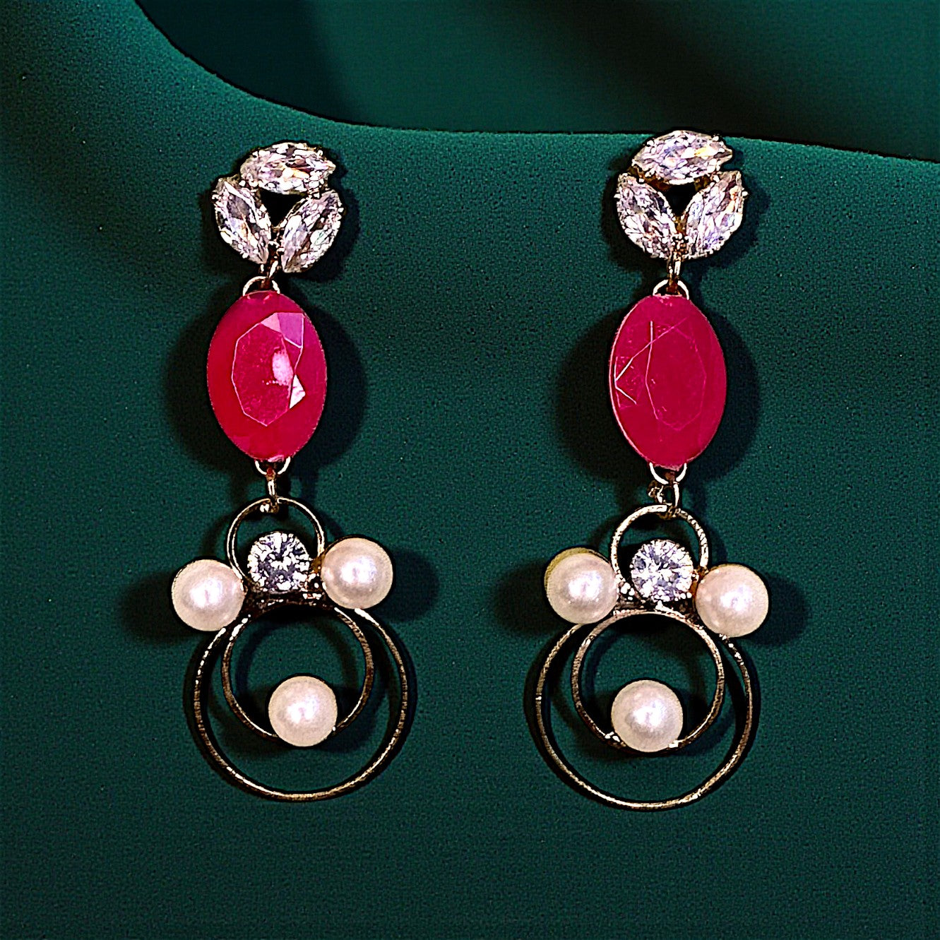 Stone and Beads studded Earrings Magenta Earrings bead Ear Rings Earrings ethnic party Trincket Jewellry Jewelry Jewellery