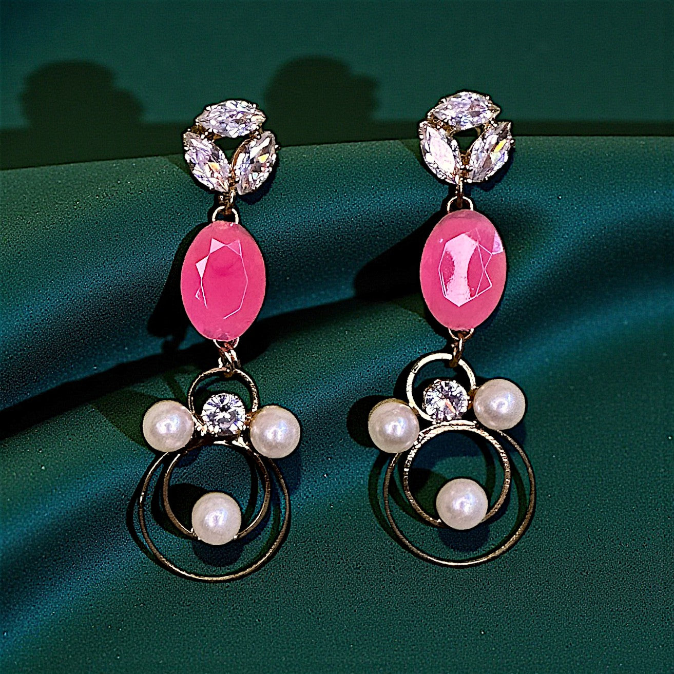 Stone and Beads studded Earrings Pink Earrings bead Ear Rings Earrings ethnic party Trincket Jewellry Jewelry Jewellery