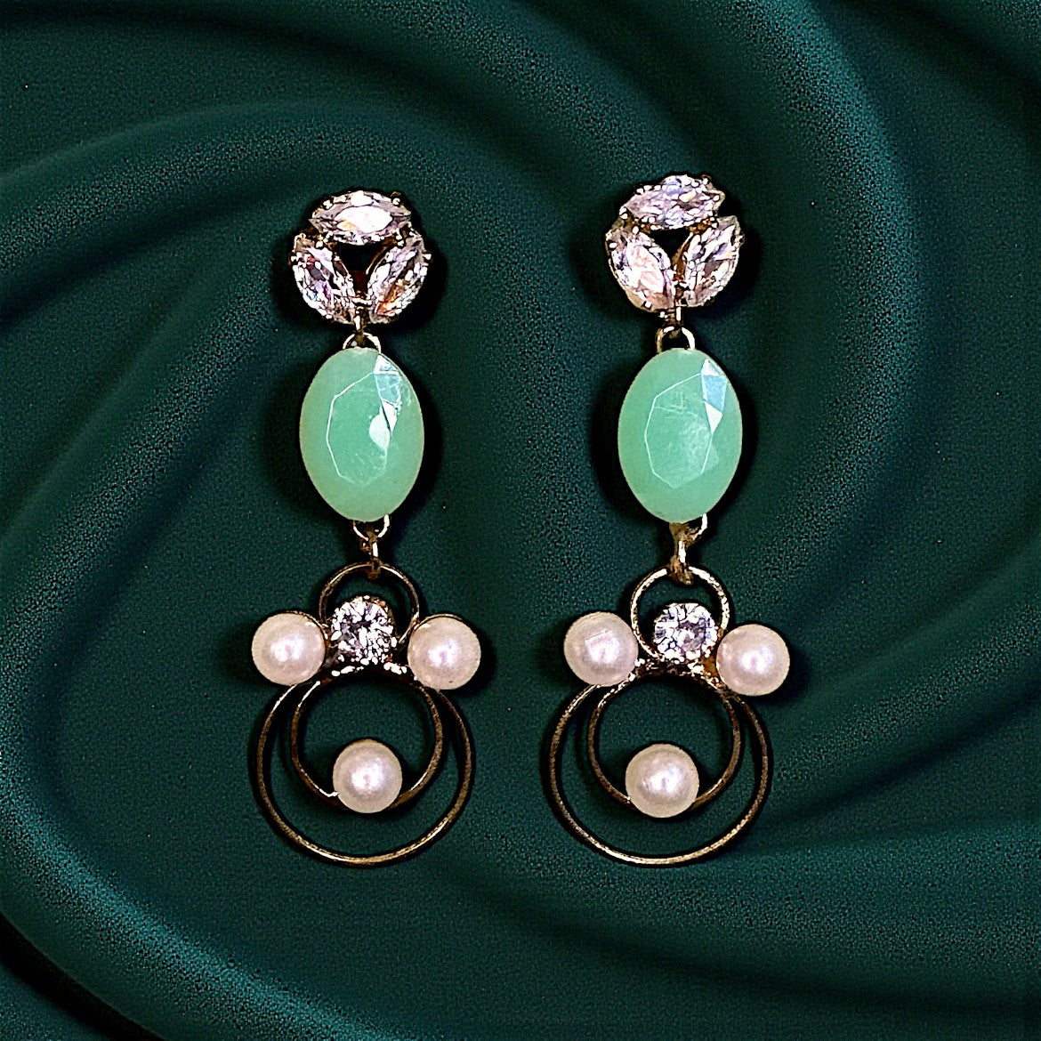 Stone and Beads studded Earrings Light Green Earrings bead Ear Rings Earrings ethnic party Trincket Jewellry Jewelry Jewellery