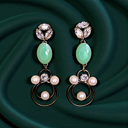 Stone and Beads studded Earrings Light Green Earrings bead Ear Rings Earrings ethnic party Trincket Jewellry Jewelry Jewellery