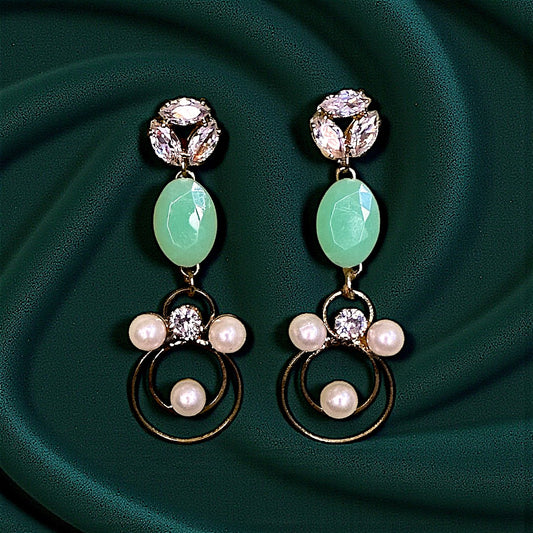 Stone and Beads studded Earrings Light Green Earrings bead Ear Rings Earrings ethnic party Trincket Jewellry Jewelry Jewellery