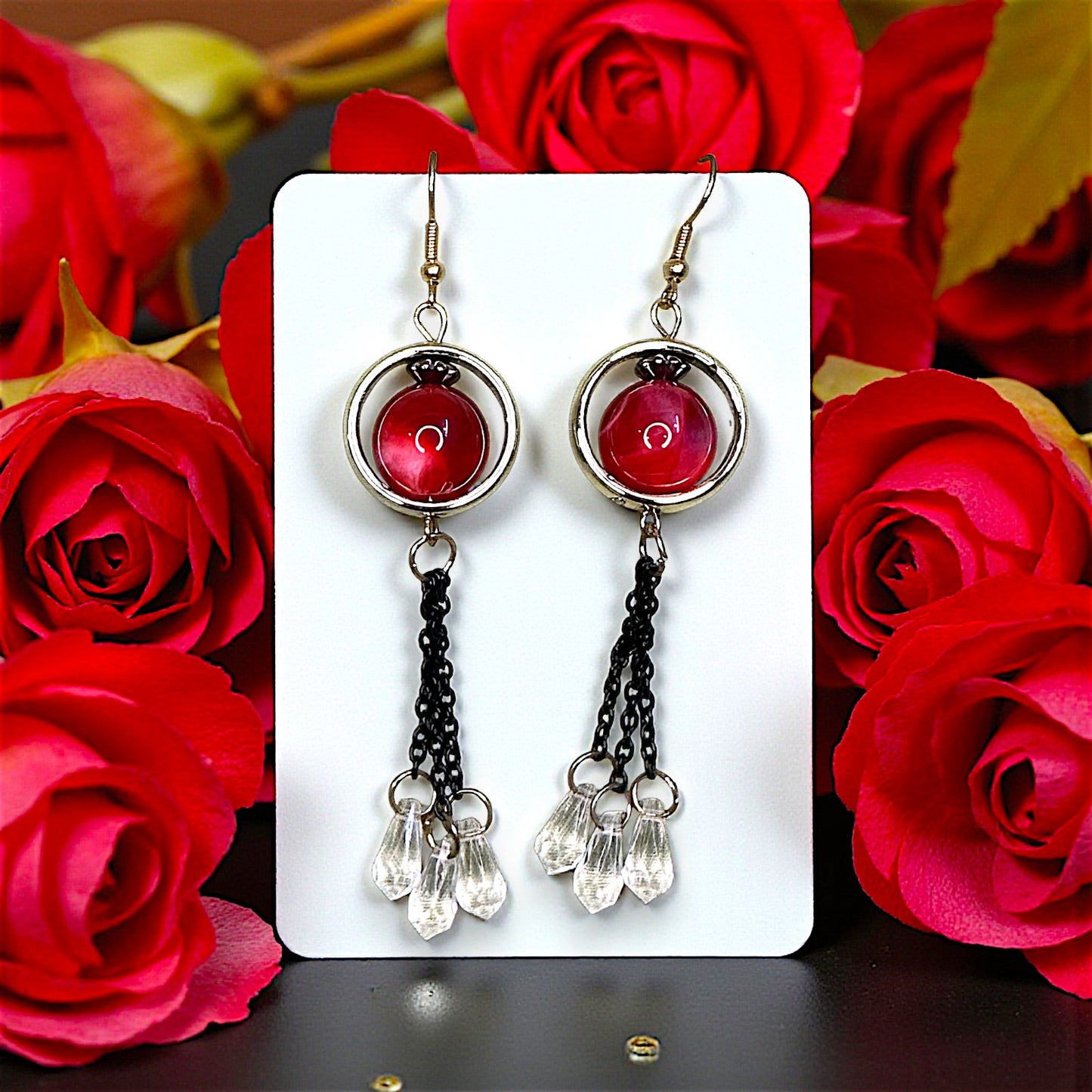 Single Bead Dangles Red Earrings bead casuals Ear Rings Earrings office party Trincket Jewellry Jewelry Jewellery