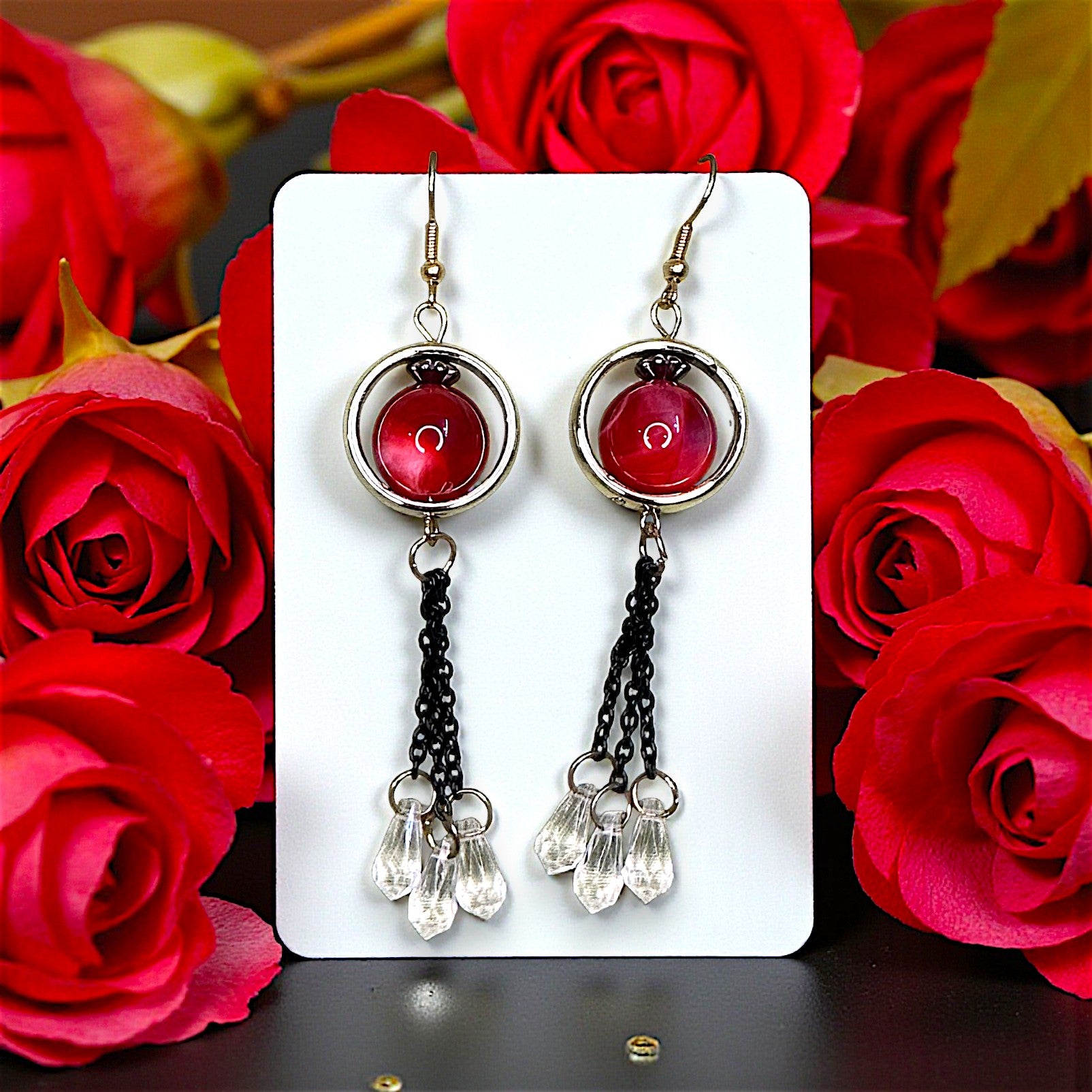 Single Bead Dangles Red Earrings bead casuals Ear Rings Earrings office party Trincket Jewellry Jewelry Jewellery