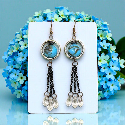 Single Bead Dangles Light Blue Earrings bead casuals Ear Rings Earrings office party Trincket Jewellry Jewelry Jewellery