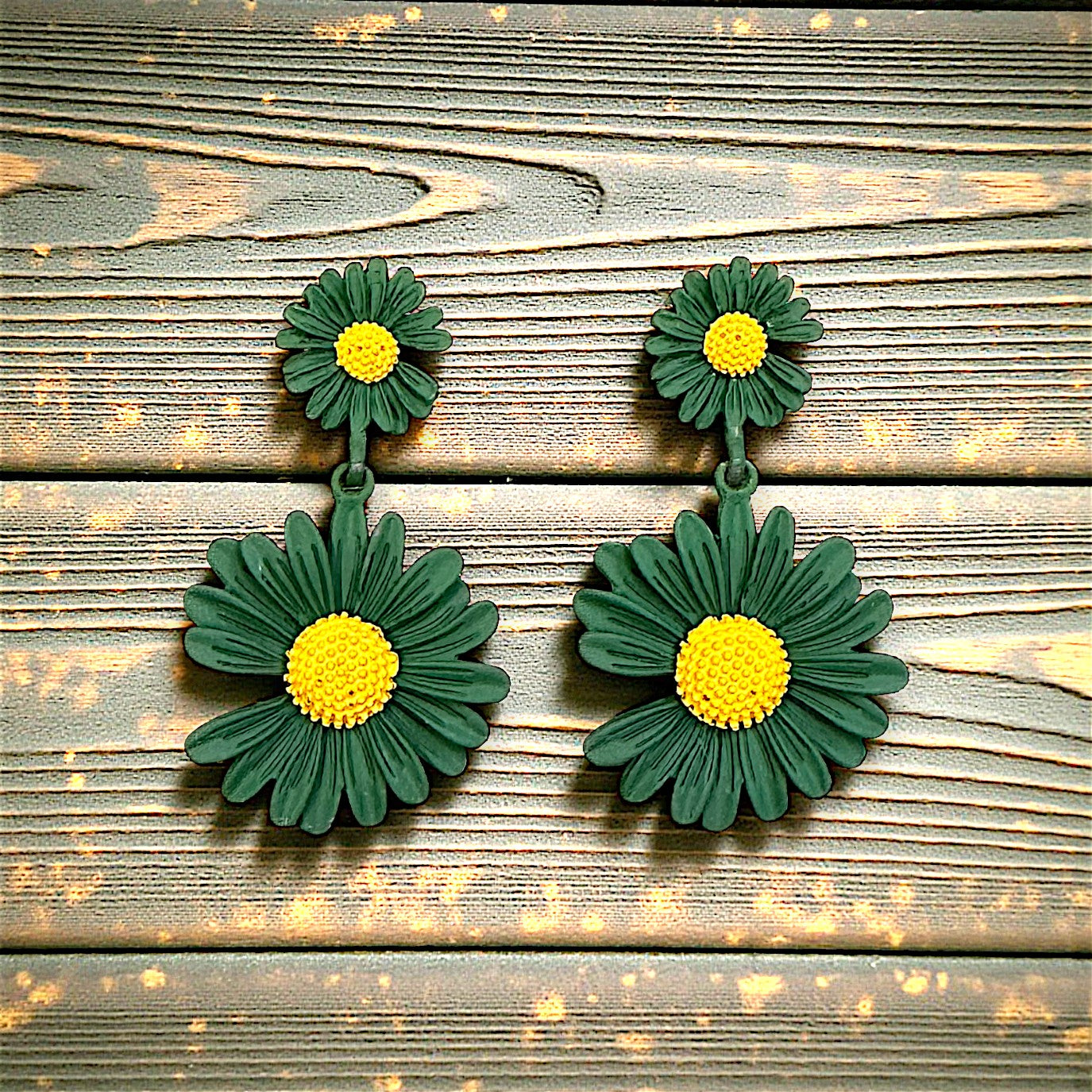 Sunflower Earrings Green Earrings casuals Ear Rings Earrings office party Trincket Jewellry Jewelry Jewellery