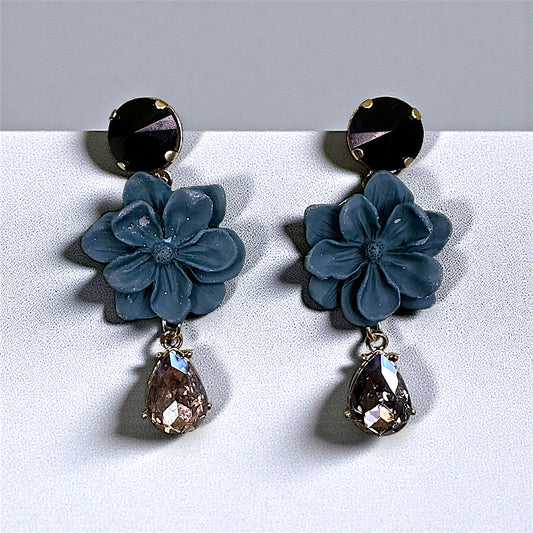 Matt Finish Sea Green Flower Stone Earrings sea green Earrings Ear Rings Earrings ethnic party Trincket Jewellry Jewelry Jewellery