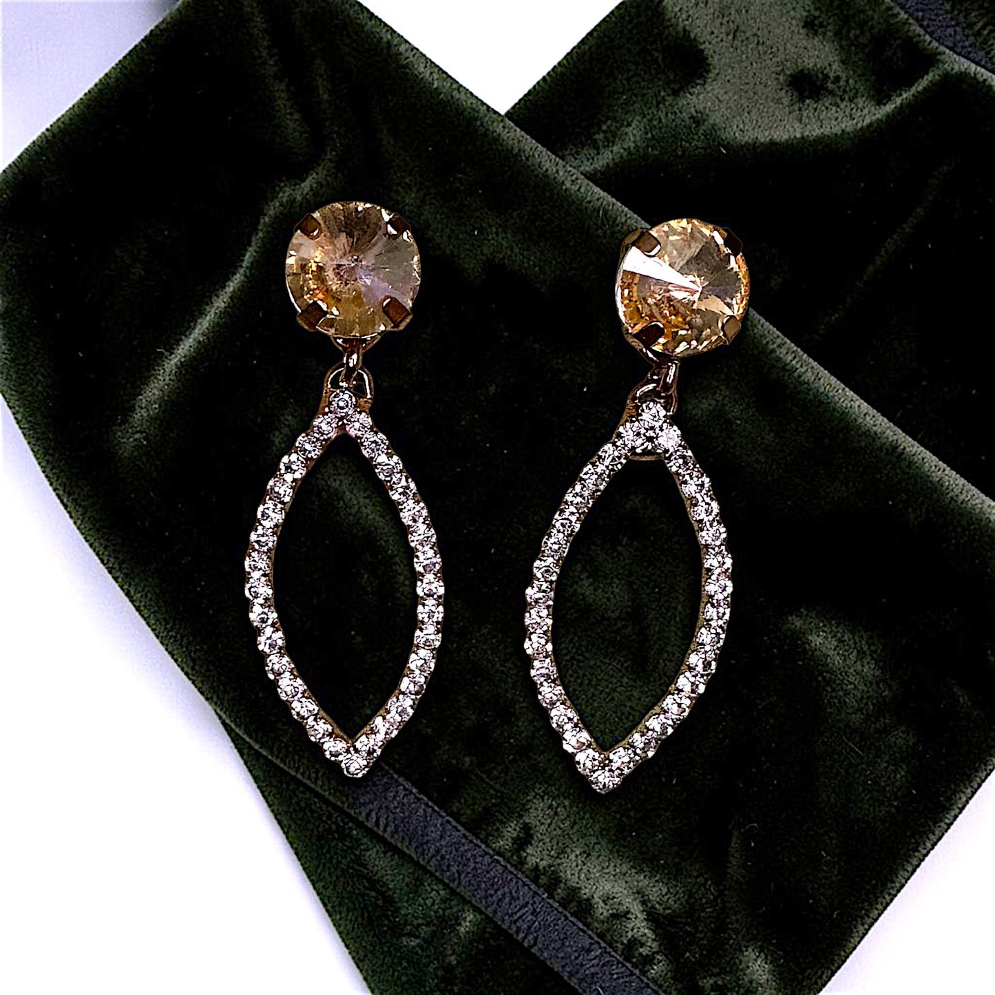 Fancy Glass Stone Earrings Gold Leaf Earrings Ear Rings Earrings ethnic party Trincket Jewellry Jewelry Jewellery