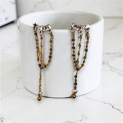 Stone and Chain Star & Heart Earrings Gold Earrings Ear Rings Earrings party Trincket Jewellry Jewelry Jewellery