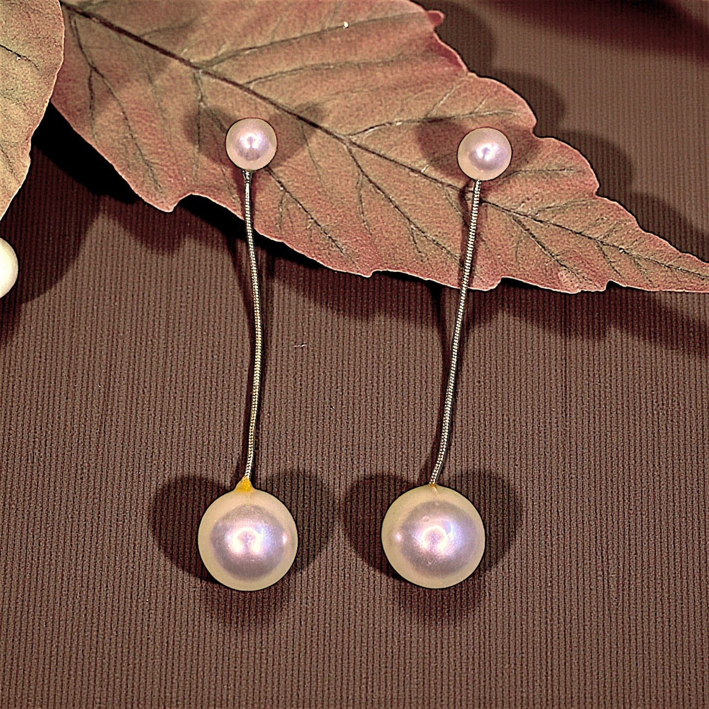 Pearl Bead and Chain Earrings