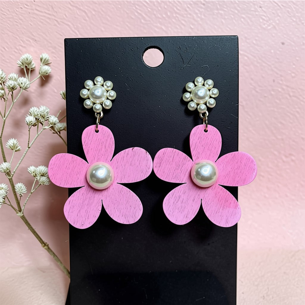 Big Flower Earrings Pink Earrings bead casuals Ear Rings Earrings ethnic office party Trincket Jewellry Jewelry Jewellery