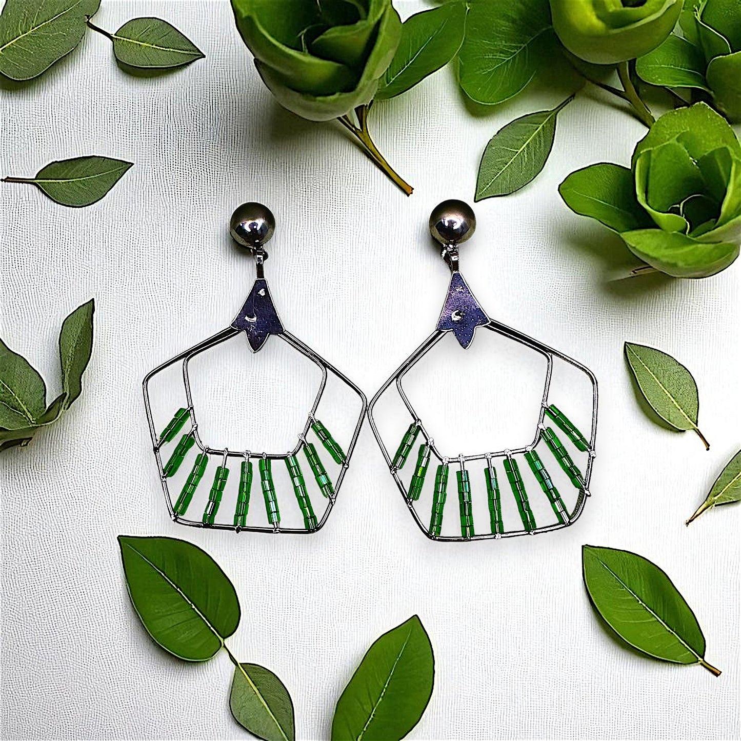 Beaded Pentagon Earrings