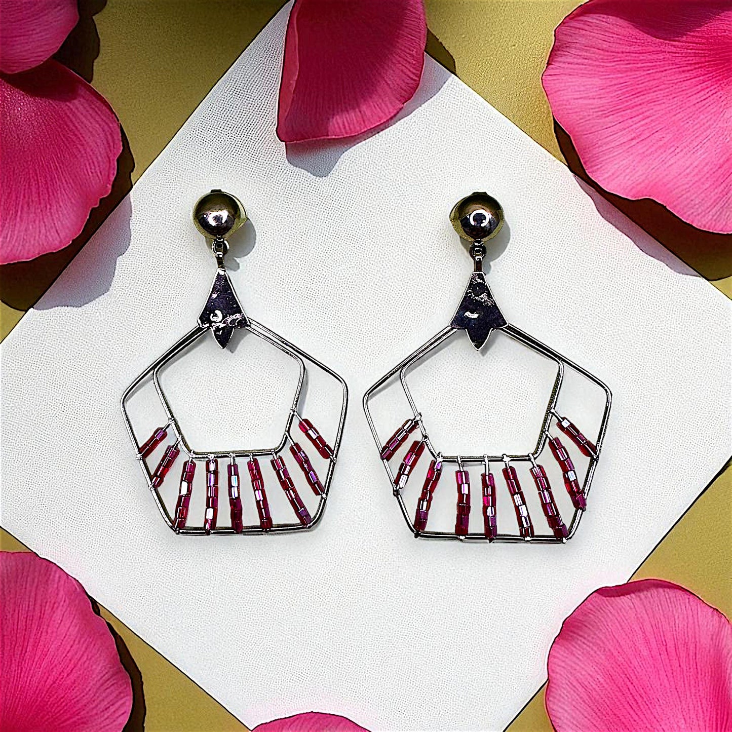 Beaded Pentagon Earrings