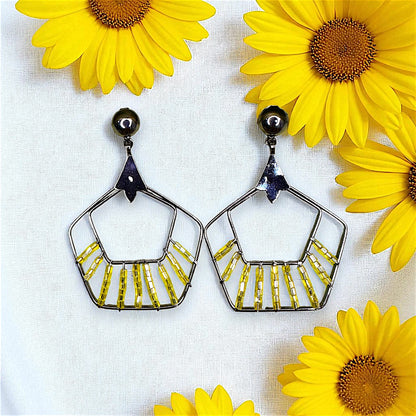 Beaded Pentagon Earrings