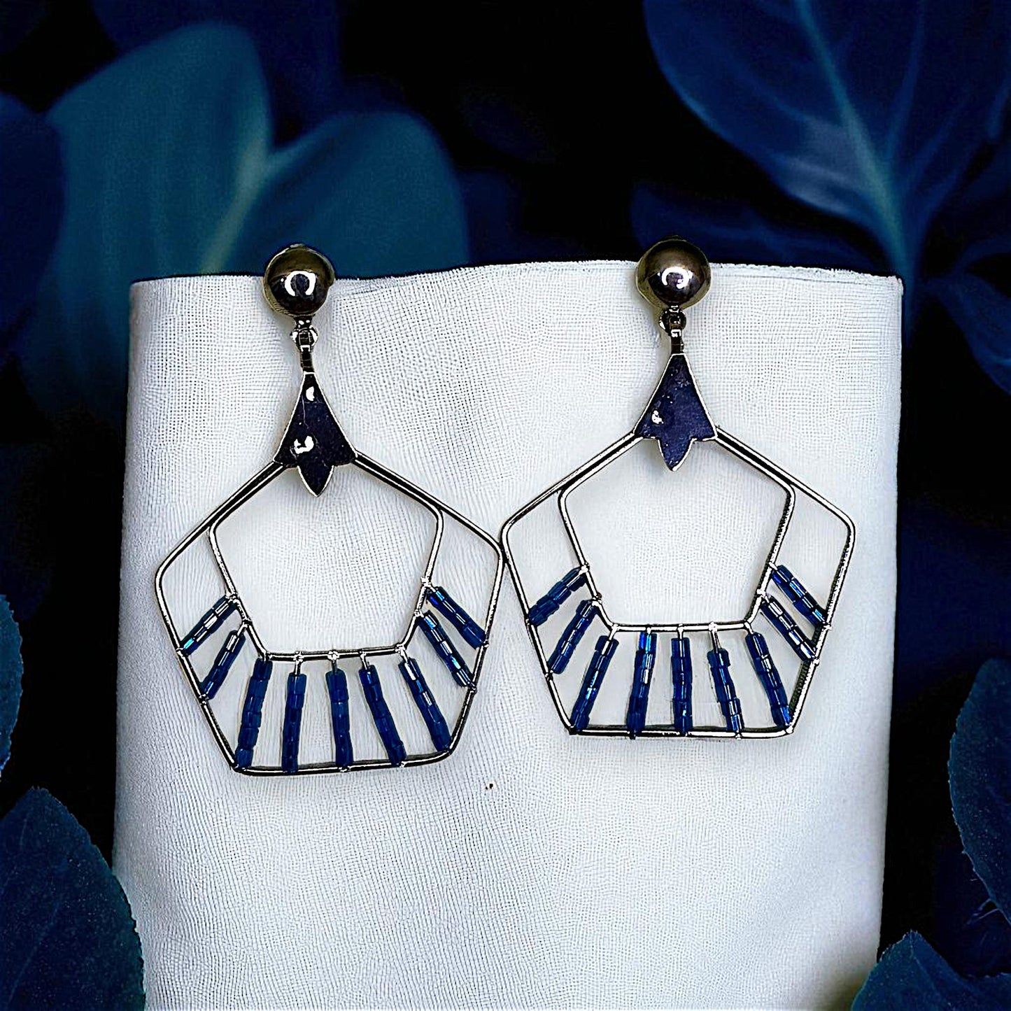 Beaded Pentagon Earrings