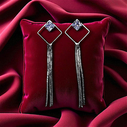 Dazzle in Stone & Chain Earrings - Perfect Party Accessory