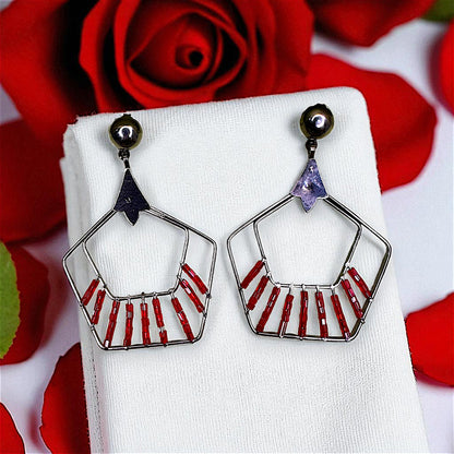 Beaded Pentagon Earrings