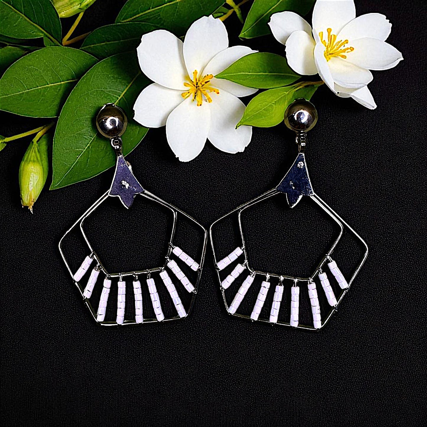 Beaded Pentagon Earrings